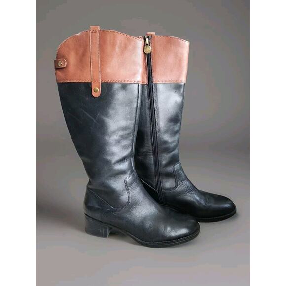 Franco Sarto Clove 2 Two-Tone Riding Boots Zip-Up Brown Black Womens 8 - Picture 2 of 12